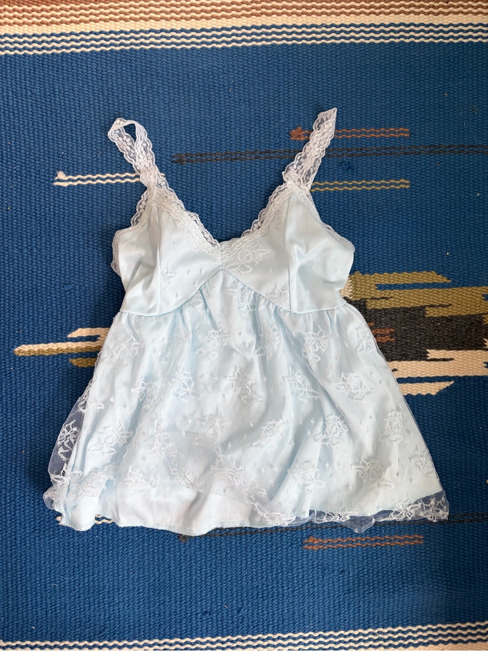 Light Blue Lace Trim Babydoll Cami